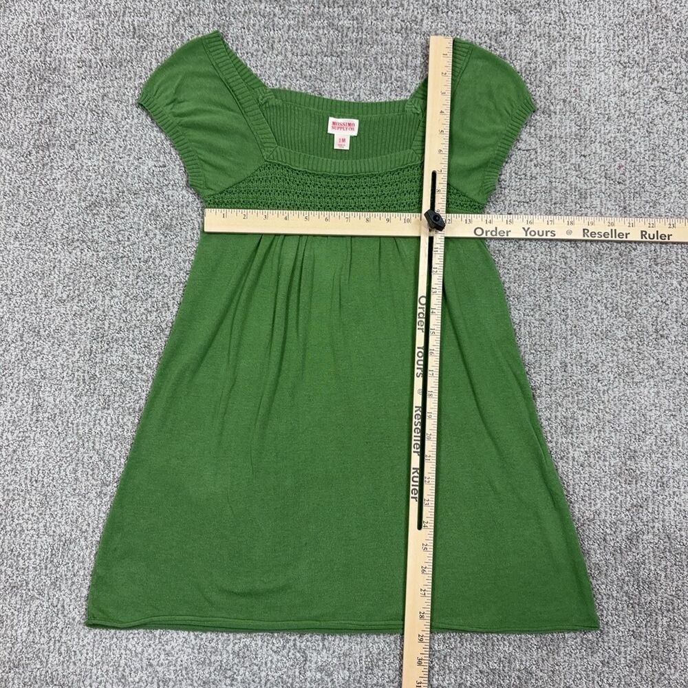 Y2K Mossimo Babydoll Top Womens Medium Green Knit Sweater Empire Waist Casual - Picture 5 of 8